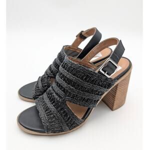 DV Dolce Vita Rian Block Heel Sandals Open Toe Women's Black Size US8 EU38.5